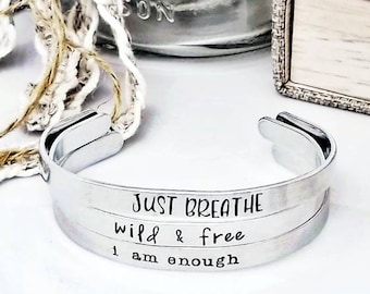 Inspirational Silver Bracelet, Custom Cuff Bracelet, Cuff Bracelet, Bracelet Cuff, Inspirational Bracelet Cuff, Bracelet Gift, Custom Gift