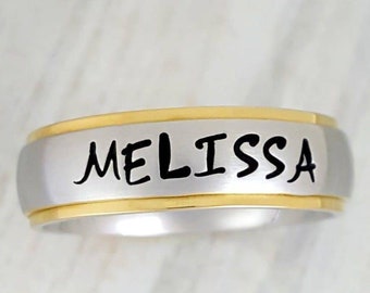 Custom Ring, Stainless Steel Name Ring, Custom Hand Stamped Rings, Stainless Ring, Gifts for her, Gift for him