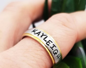 Custom Ring, Stainless Steel Name Ring, Custom Hand Stamped Rings, Stainless Ring, Gifts for her, Gift for him