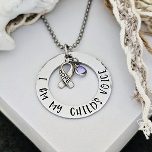 I am my child's voice, Rett Syndrome Awareness Necklace, Hope Ribbon Necklace, Rett Syndrome image 3