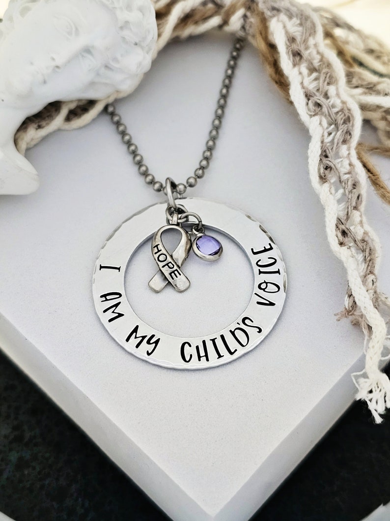 I am my child's voice, Rett Syndrome Awareness Necklace, Hope Ribbon Necklace, Rett Syndrome image 3