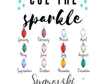 Swarovski Birthstone Earrings: Sterling Silver Marquis Crystal
