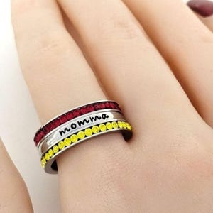 Momma Stacking Ring, Name & Birthstone Ring Set, Custom Jewelry, Silver Name Jewelry, Stackable Name Rings, Wife Gift, Mothers Rings