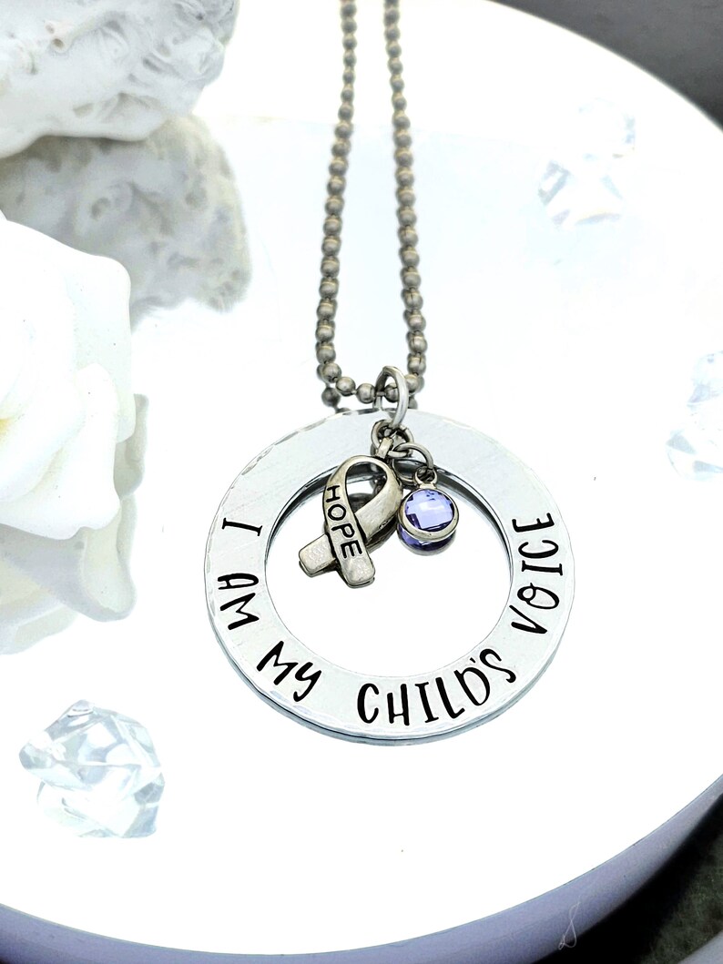 I am my child's voice, Rett Syndrome Awareness Necklace, Hope Ribbon Necklace, Rett Syndrome image 4