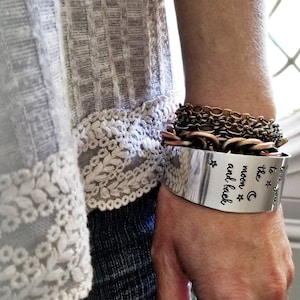 Inspirational Bracelet Cuff, Custom Cuff Bracelet, Personalize Jewelry, Silver Cuff Bracelet, Mother Bracelet Cuff, Moon and back Jewelry