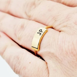 Gold Initial Signet Ring: Hand Stamped Personalized Jewelry