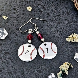 Custom Baseball Number Earrings, Baseball Earrings, Baseball Mom Jewelry, Baseball player, Team Mom Earrings, Sports Mom, T-ball Mom