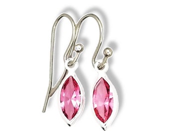 Rosa Swarovski-kristallörhängen: Sterlingsilver med oktober-födelsesten