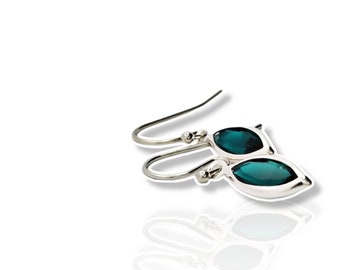 Boucles d'oreilles en argent sterling Swarovski émeraude : pendants mai avec pierre de naissance