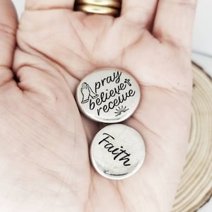 Prayer Stone, Prayer Token, Pocket Pebbles, Manifestation Reminder, Worry Stone, Pewter Pocket Pebble, Affirmations Token