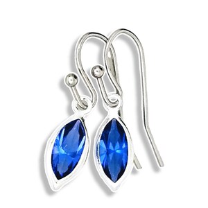 Sapphire Swarovski Earrings: Sterling Silver September Birthstone