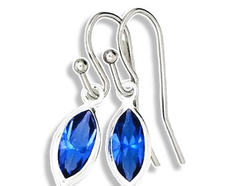 Sapphire Swarovski Earrings: Sterling Silver September Birthstone