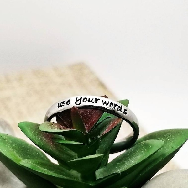 Reminder Ring, Inspirational Ring, Motivation Jewelry, Personalize Jewelry, Hand Stamped Ring, Stackable Rings, BFF Gift, Inspire Ring