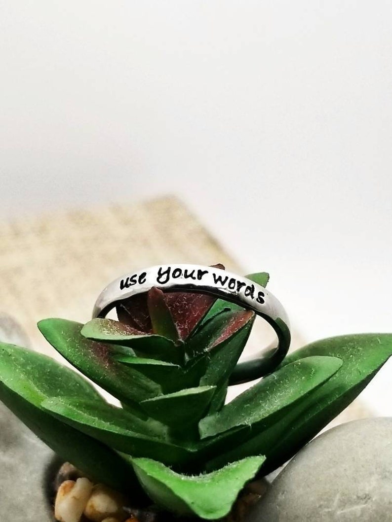 Reminder Ring, Inspirational Ring, Motivation Jewelry, Personalize Jewelry, Hand Stamped Ring, Stackable Rings, BFF Gift, Inspire Ring image 1