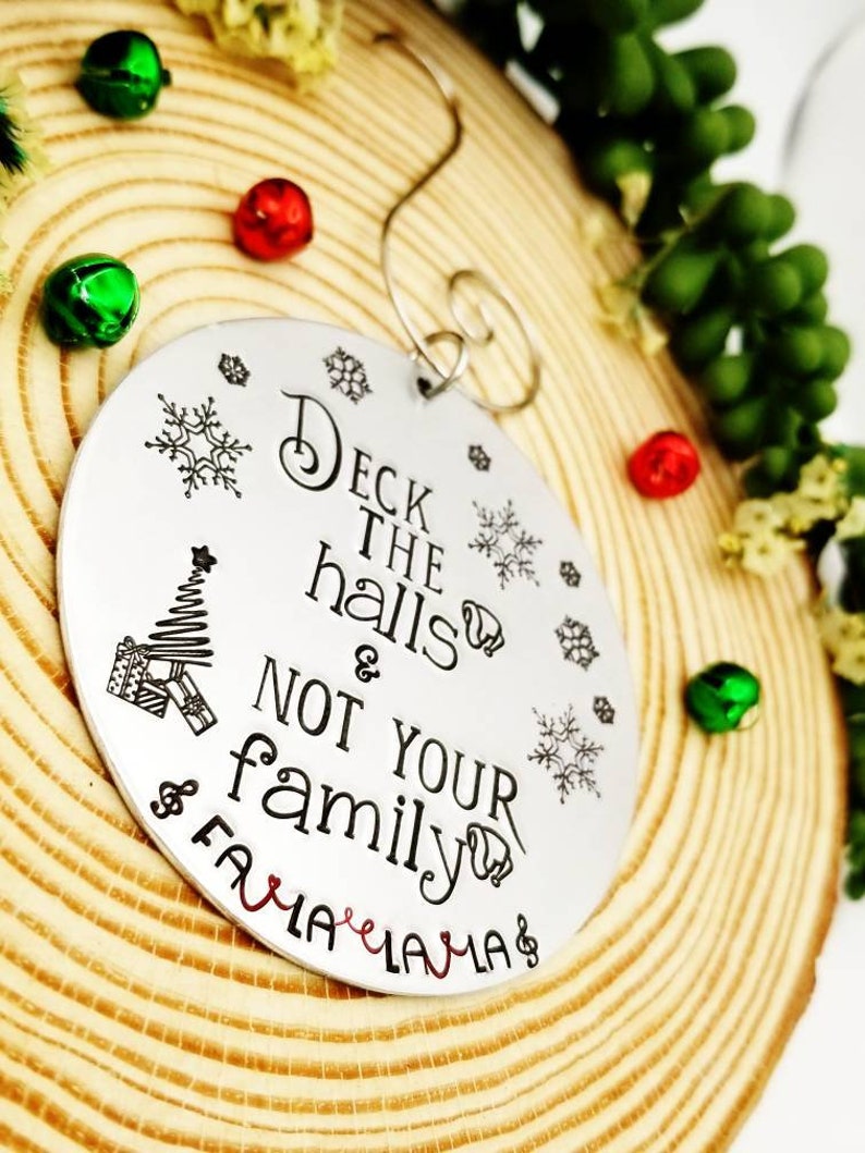 Crazy Family Christmas Ornament, Handmade Ornament, Deck the Hall Christmas Ornament, Funny Ornament Gift, 2022 Christmas Ornament, USA Made image 2