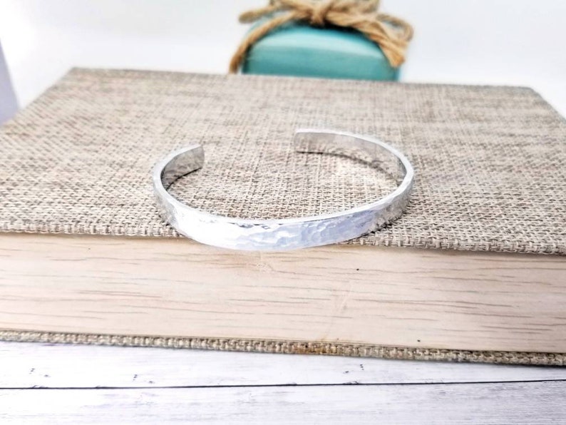 Hammered Silver Bracelet, Custom Cuff Bracelet, Silver Cuff Bracelet, Bracelet Cuff, Inspirational Bracelet Cuff, Bracelet Gift, Custom Gift image 1