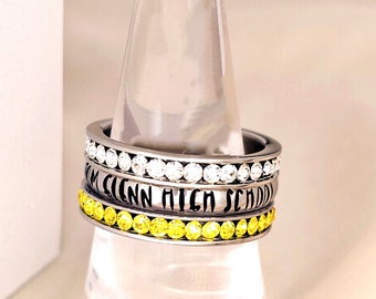 Personalized Stainless Steel Class Ring: Stacking Birthstone Graduation Jewelry