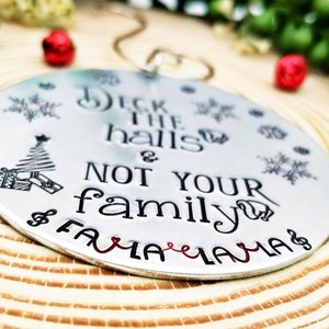 Crazy Family Christmas Ornament, Handmade Ornament, Deck the Hall Christmas Ornament, Funny Ornament Gift, 2022 Christmas Ornament, USA Made image 3