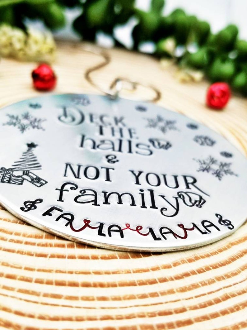 Crazy Family Christmas Ornament, Handmade Ornament, Deck the Hall Christmas Ornament, Funny Ornament Gift, 2022 Christmas Ornament, USA Made image 3