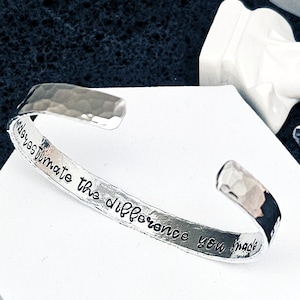 Teacher Appreciation Hammered Silver Bracelet, Teacher Bracelet, End Of School Gift, Custom Cuff Bracelet, Silver Cuff Bracelet