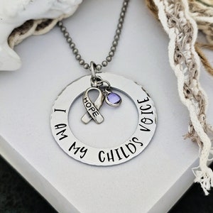 I am my child's voice, Rett Syndrome Awareness Necklace, Hope Ribbon Necklace, Rett Syndrome image 1