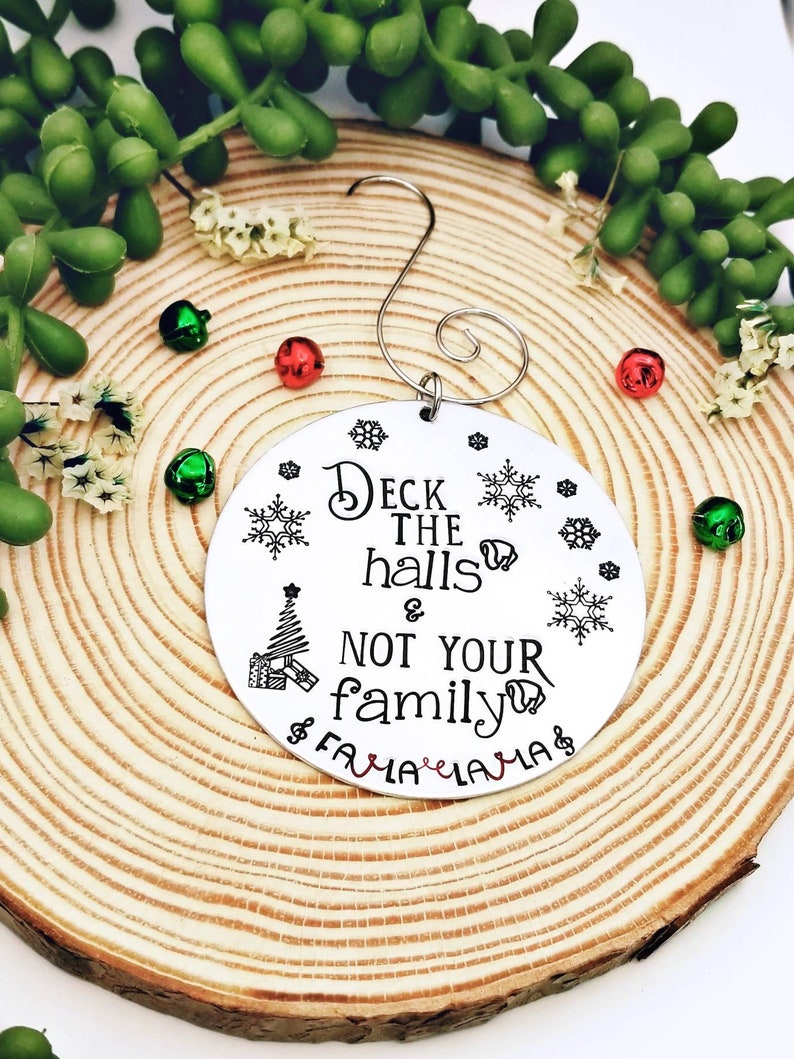 Crazy Family Christmas Ornament, Handmade Ornament, Deck the Hall Christmas Ornament, Funny Ornament Gift, 2022 Christmas Ornament, USA Made image 1