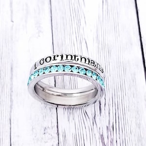 Scripture Ring, Christian Jewelry, Psalm Ring, Scripture Jewelry, Inspirational Ring, Personalize Jewelry, Hand Stamped Ring, Stackable Ring