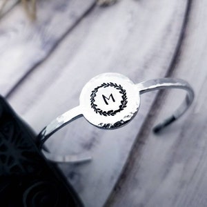 Initial Bracelet, Custom Cuff Bracelet, Silver Cuff Bracelet, Bracelet Cuff, Inspirational Bracelet Cuff, Bracelet Gift, Custom Gift