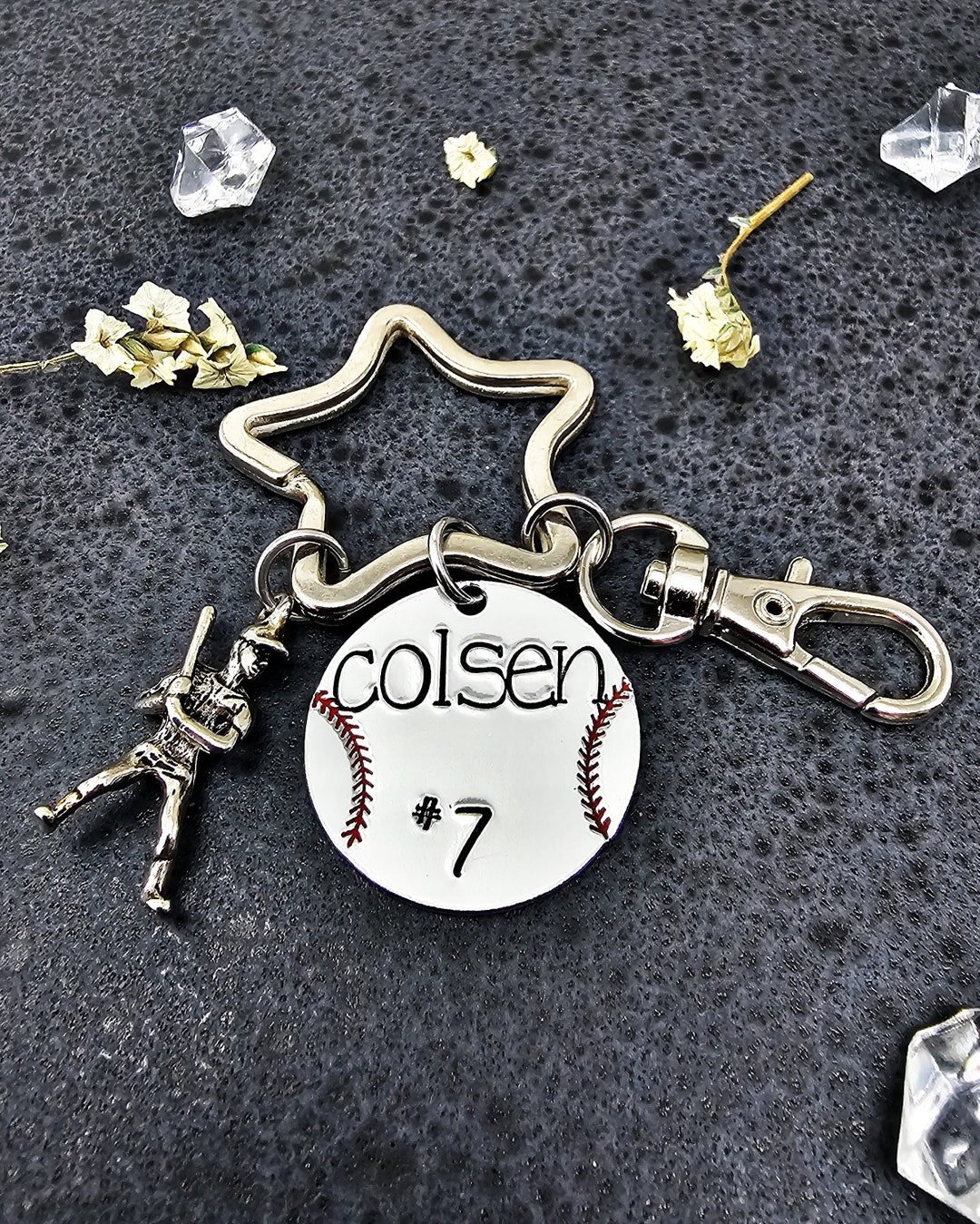 Personalized Baseball Number Keychain: Sports Backpack Tag - Etsy