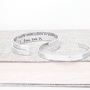 Hammered Silver Bracelet, Custom Cuff Bracelet, Silver Cuff Bracelet, Bracelet Cuff, Inspirational Bracelet Cuff, Bracelet Gift, Custom Gift image 6