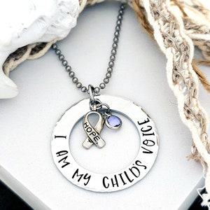 I am my child's voice, Rett Syndrome Awareness Necklace, Hope Ribbon Necklace, Rett Syndrome image 5