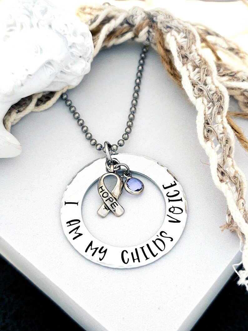 I am my child's voice, Rett Syndrome Awareness Necklace, Hope Ribbon Necklace, Rett Syndrome image 5