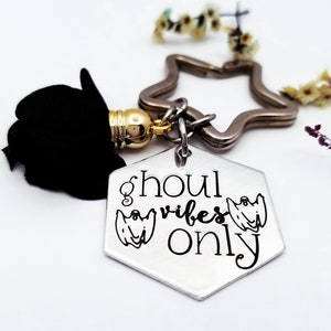 Ghoul Vibes Only, Ghost Keychain, Horror Movie Lover Gift, Halloween Keychain