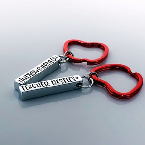 Personalized Teacher Besties Keychain: Hand Stamped Friendship Gift