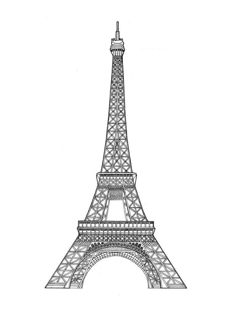 Eiffel Tower A5/A4 Detailed Handdrawn Architectural Drawing Paris Wall