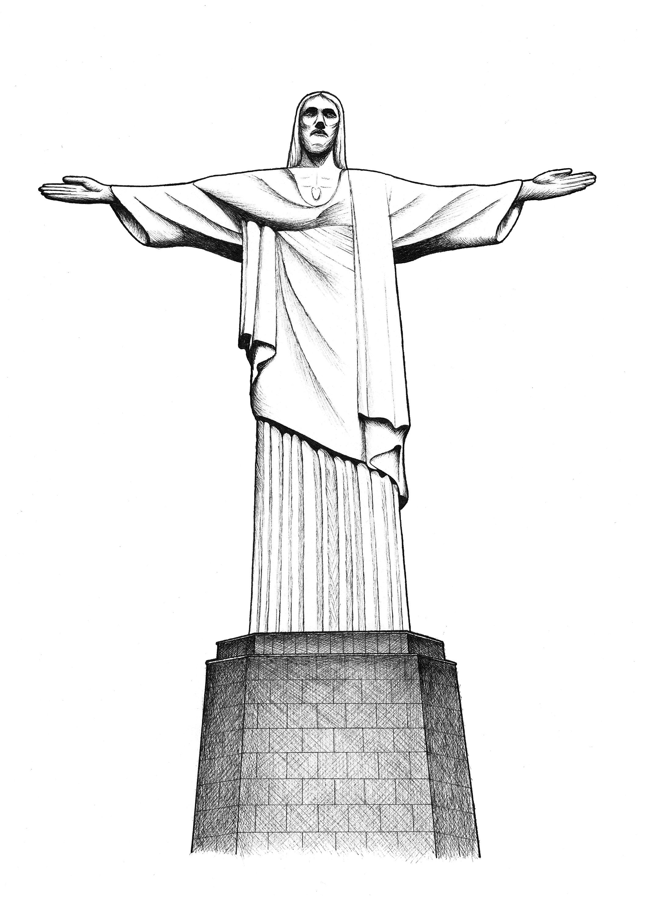 Christ the Redeemer A5/A4 Detailed Handdrawn Architectural Drawing