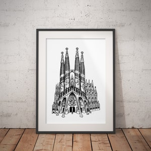 Sagrada Familia A5/A4 Detailed Hand-drawn Architectural Drawing ...