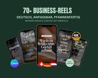 Instagram Business Reels in German, Templates, Digital Marketing, Canva, Resale, Germany, Switzerland, Austria