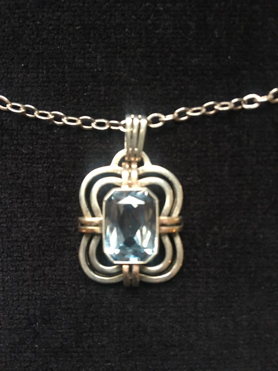 Art Deco silver pendant and chain - image 1