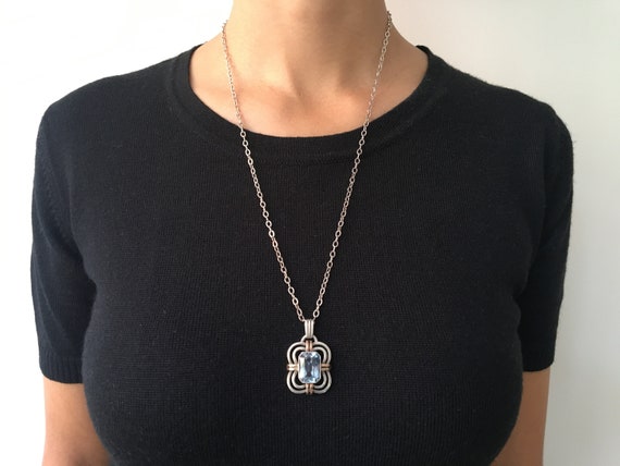 Art Deco silver pendant and chain - image 3