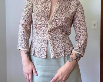 VTG-blouse met botanische print eind jaren 90 van 100% zijde