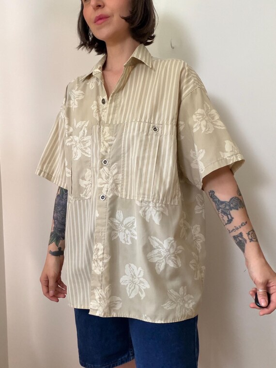 vtg 1980’s botanical print blouse