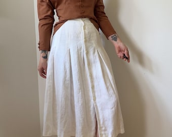 90’s does victorian raw linen midi skirt (small)