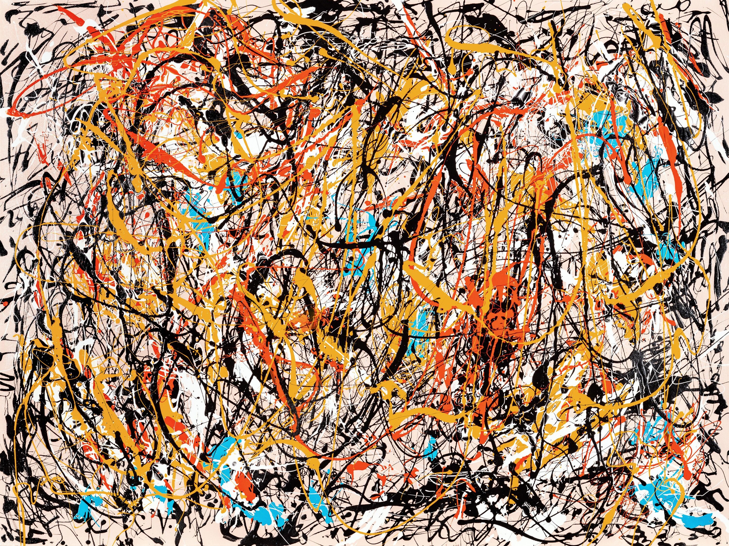 36 X 48 Inches Large Original Abstract Jackson Pollock Style Large