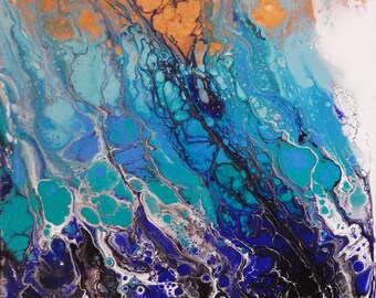 Abstract Acrylic Pour Painting, Large Original Abstract Art, Wall Art, Abstract Art, 14" x 18", Gallery Wrap Stretched Canvas