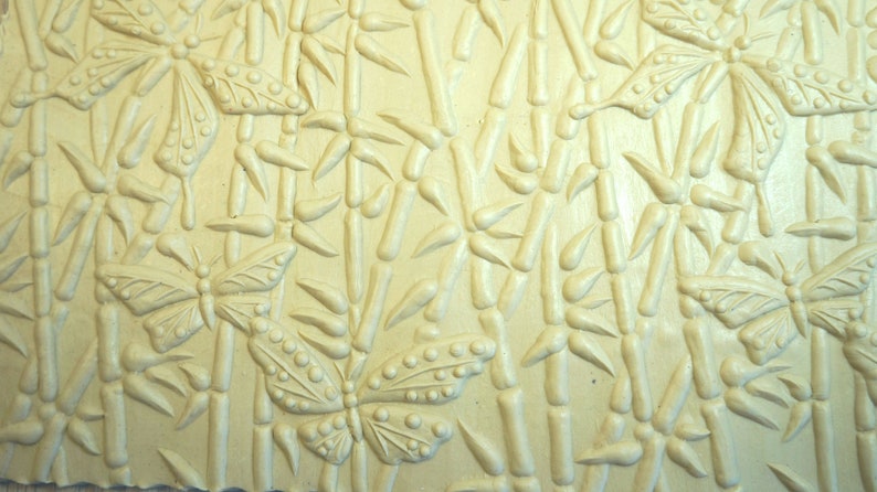 Rolling pin Ceramic tool. Bamboo butterflies