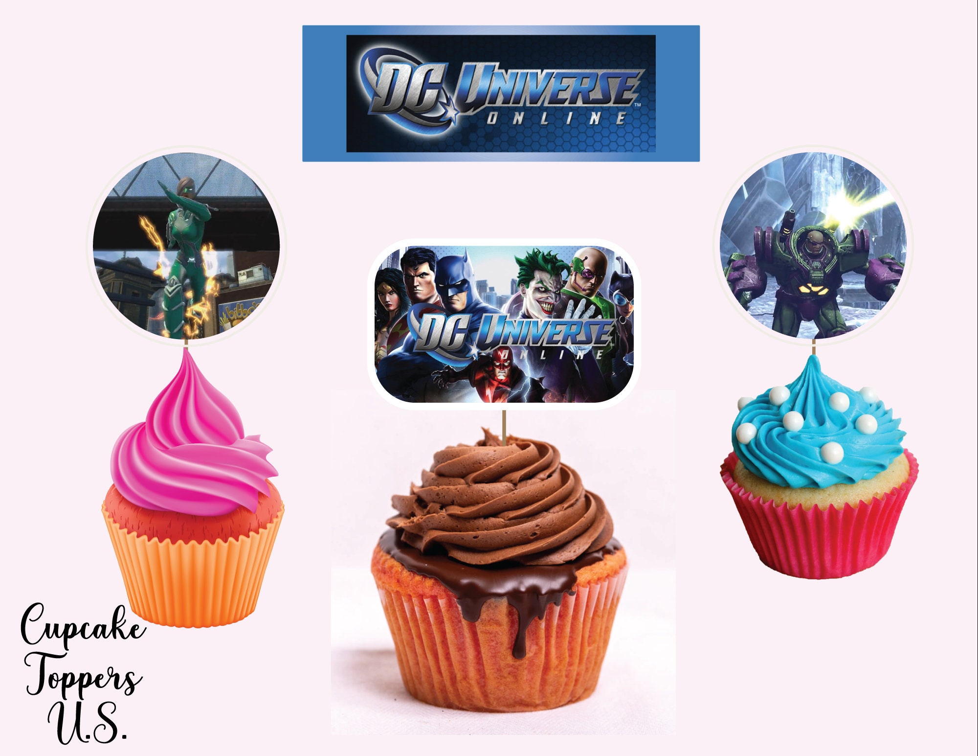 DC Universe Handmade Cupcake Toppers - Etsy