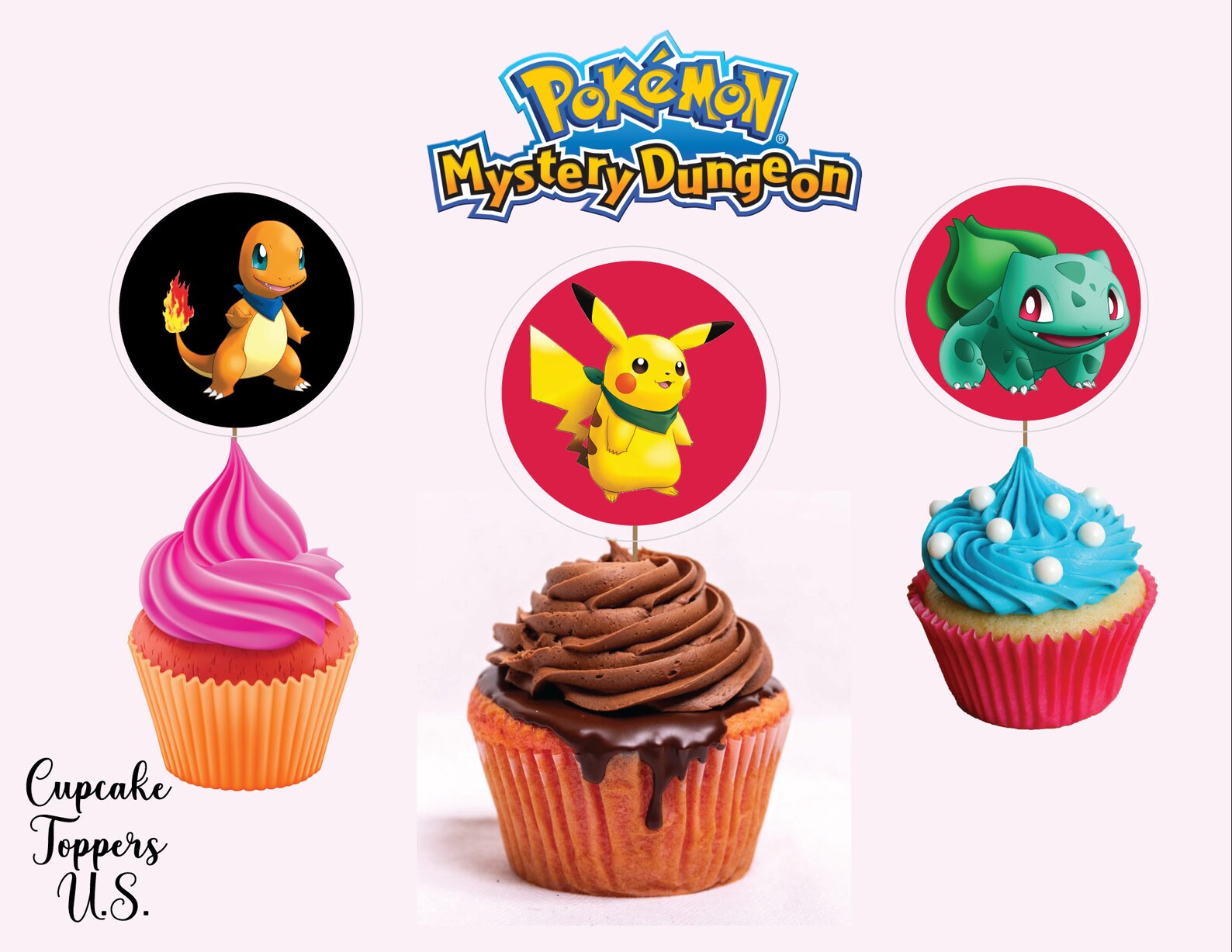 Pokémon Cupcake Toppers Handmade Pokemon Birthday Party Theme Etsy