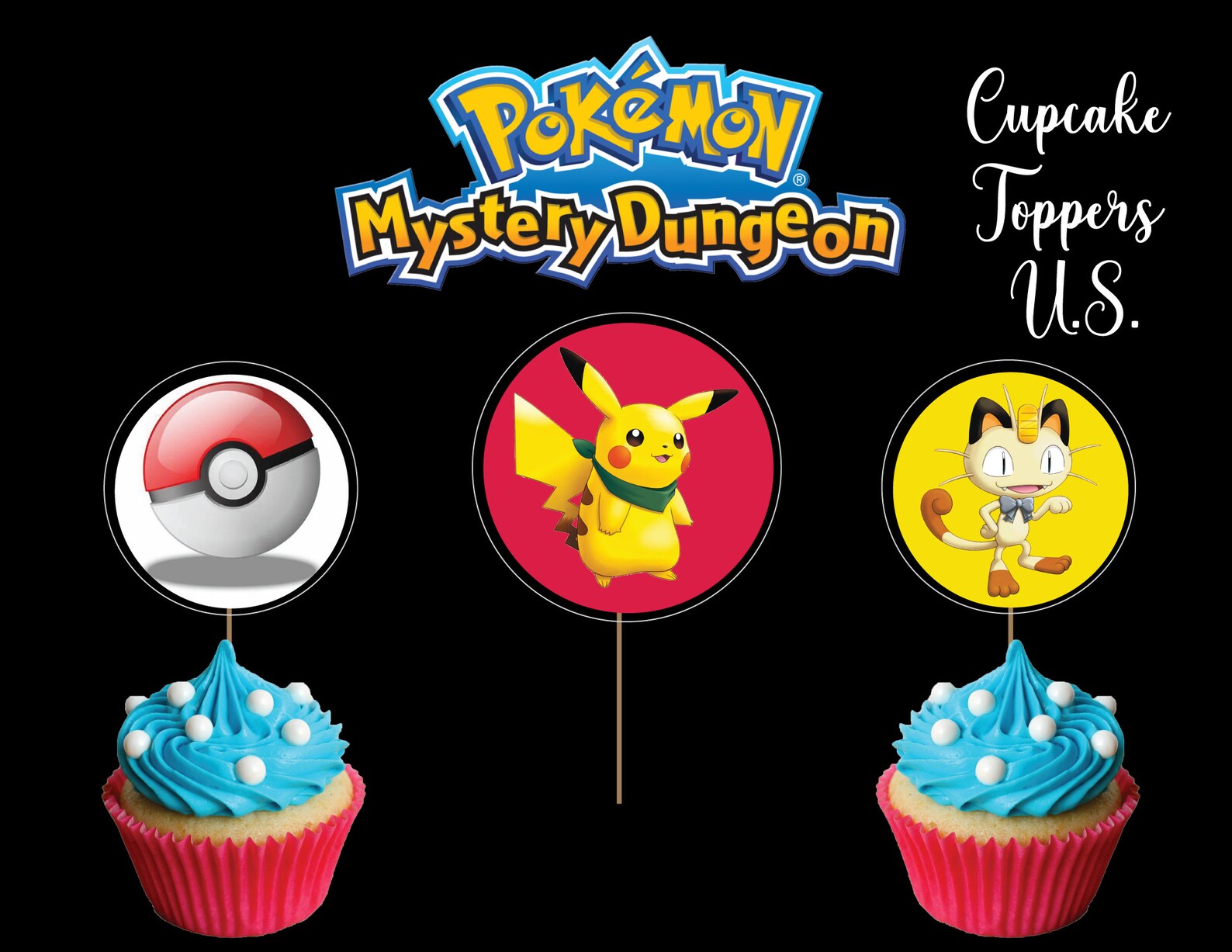 Pokémon Cupcake Toppers PRINTABLE Pokemon Digital File Etsy Hong Kong