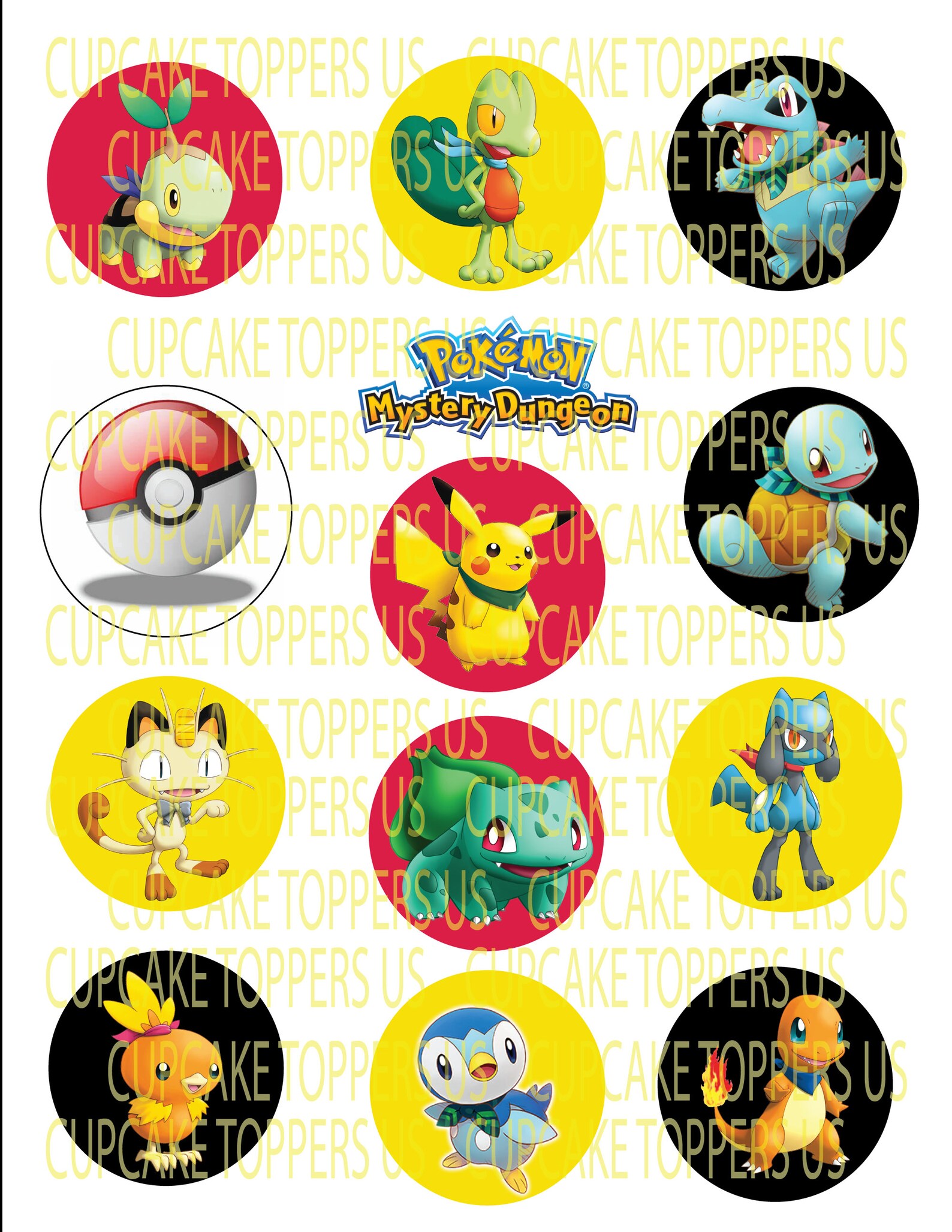 Pokémon Cupcake Toppers Handmade Pokemon Birthday Party Theme Etsy